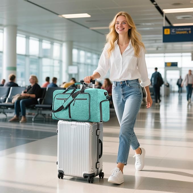 Vomgomfom 65L/85L/115L Foldable Travel Duffle Bag, Lightweight Checked Luggage with Shoe Compartment, Water-Resistant Weekender Overnight Bag for Men & Women