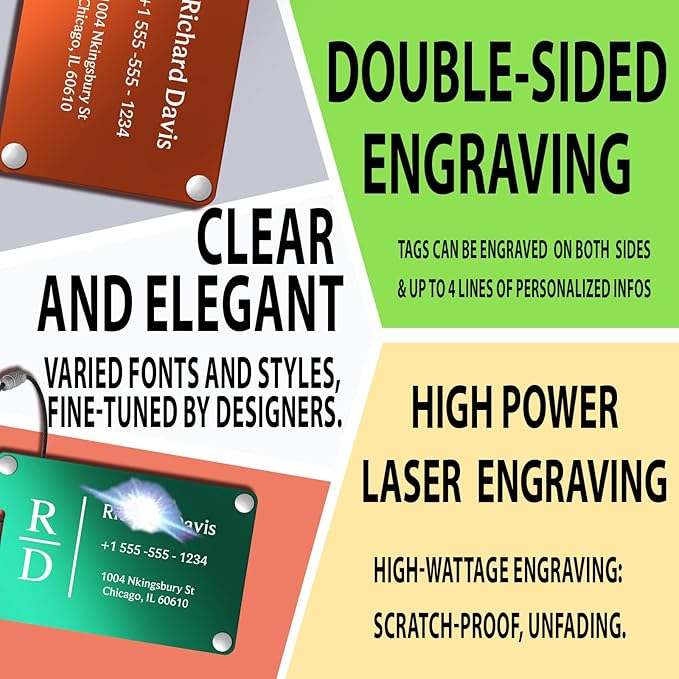 Luggage Tags for Suitcases 4 Pack: Personalized Luggage Tags for Backpacks & Bags Tags with Coustomizable Texts (Red)