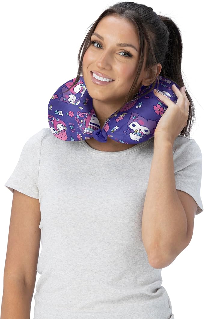 Northwest Sanrio My Melody Flower Basket Fun Travel Neck Pillow, U-Shaped Plush Cushion for Airplane, Traveling, Car, 12x13 inches