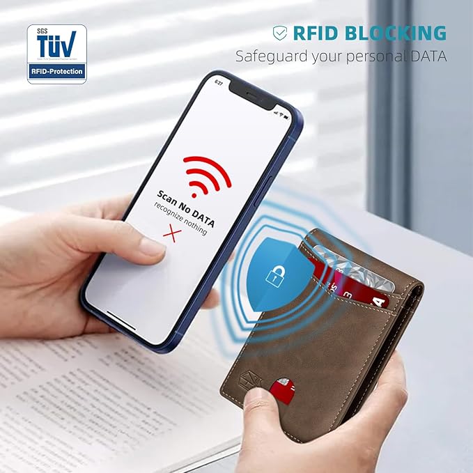 Zitahli Money Clip Wallets for Men,Slim Bifold Wallet 10-12 Cards, Mens Leather Wallet with ID Window,RFID Blocking Thin Minimalist Credit Card Holder,Gifts for Him