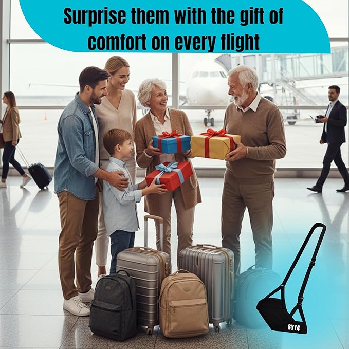 Premium Airplane Foot Hammock – Foot Hanger for Flights Portable Foot Rest for Air Travel Memory Foam Leg Rest Travel Under Desk Foot Hammock for Travel Gift Men Women Wheelchair footrest Christmas