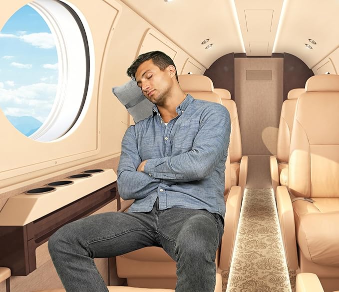 BlueHills Premium Soft Travel Blanket Pillow Airplane Flight Blanket Throw in Ultra-Soft Bag Pillow case Luggage Sleeve & Backpack Clip Large Air Warm Traveler Essentials - Light Gray T024