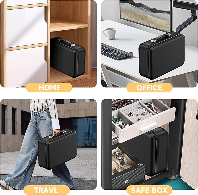 Fireproof Document Box,Fireproof and Waterproof Document Safe,Portable File Storage Box With Lock,Large Capacity,Hard Shell Material,For Storing Important Documents and Valuables (black)