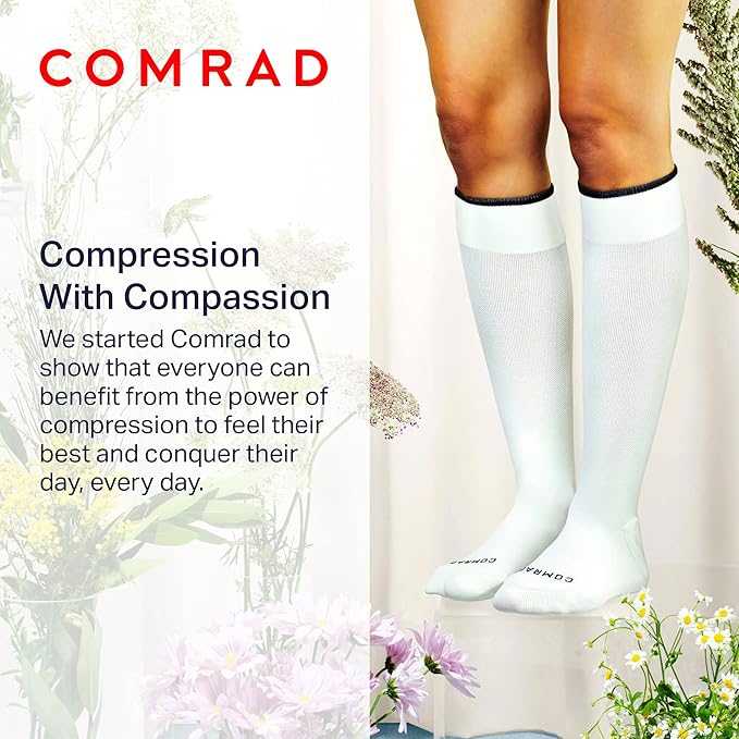 Comrad Nylon Knee High Socks - 15-20mmHg Graduated Compression Socks - Soft & Breathable Support Unisex Socks