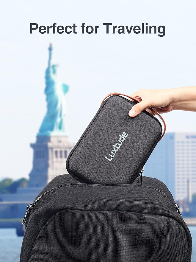 Luxtude Electronics Organizer Travel Case, Tech Organizers Travel Case, Hard Charger Organizers, Portable Cable Organizer, Travel Essentials for Charger/Mouse/Cash/Card/Pen, Tech Gifts