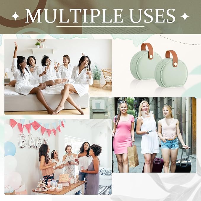 Weysat 24 Pack Travel Jewelry Case Mini Leather Bridesmaid Jewelry Gift Box Bulk Small Earring Storage Organizer (Green)