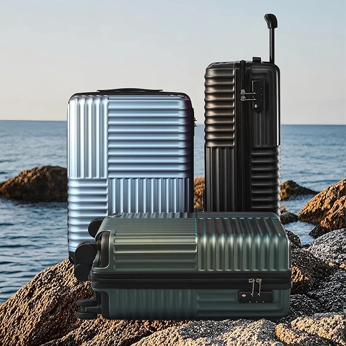 NINETYGO Carry On Luggage 22x14x9 Airline Approved, 20 Inch Luggage with Smooth Double Spinner Wheels, Hard Shell PC+ABS Suitcase Carry-On, Lightweight Travel Luggage, TSA Approved (Black, Himalayas)