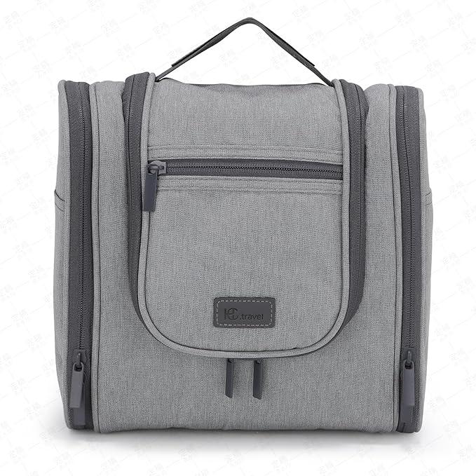 Hanging Toiletry bag & Makeup Bag for Travel, Water-Resistant Organizer Toiletries Bag with Separate Compartments, Travel Essentials Kit (Gray)