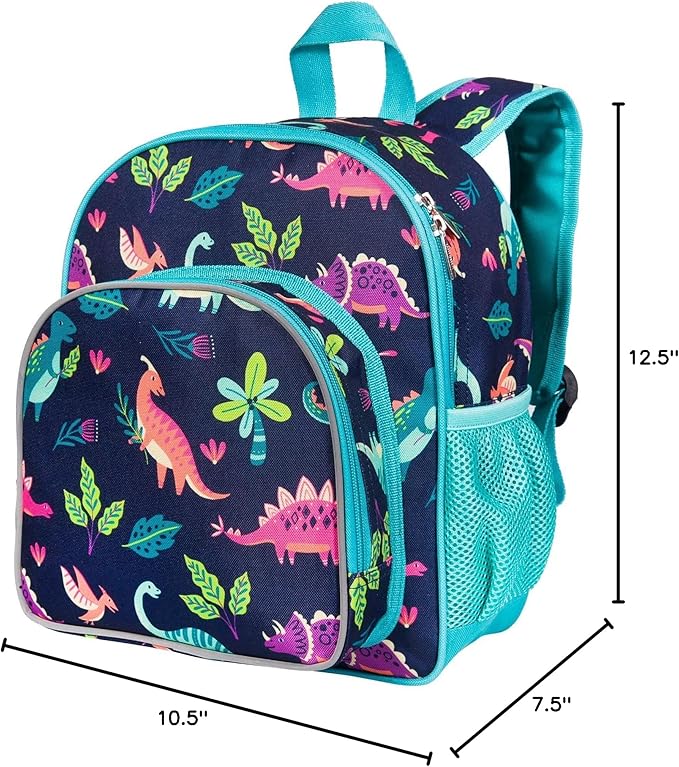 Wildkin 12-inch Kids Backpack – Padded, Adjustable, Ideal for Daycare & Travel - Darling Dinosaurs