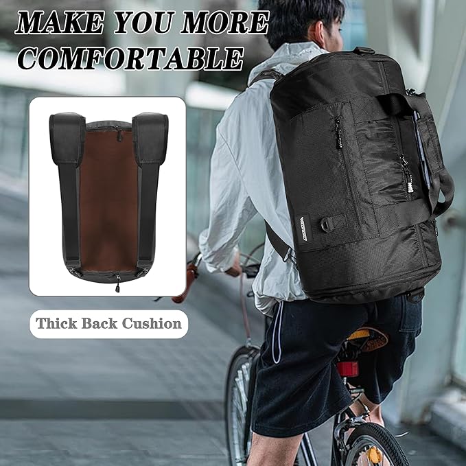 Wildroad Travel Bags for Men, Gym Bag & Duffle Bag for Travel, Carry on Bag Duffel Bag 3 IN 1 Expandable Overnight Weekender Bag (Black, Large-50L+ Gym Bag)