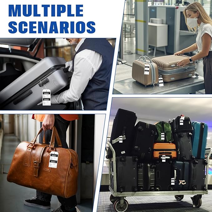 200 Pcs Baggage Claim Tag Hotel Luggage Tag Bulk with White String Paper Baggage Claim Check Tags Perforated Claim Ticket Black Luggage Id Tickets Serial Numbering for Hotel Motel Bag Storage