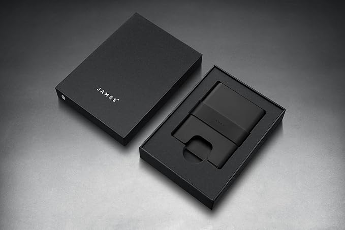 JAMES° The Lowe Minimalist CNC-Machined Aluminum Men's Wallet, Naturally RFID-Blocking, Simple, Clean, Slim - Black + Black