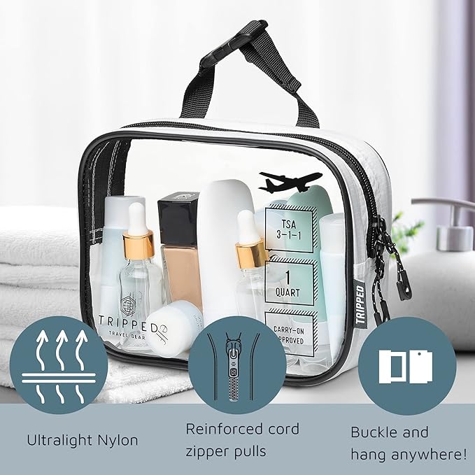 Toiletry Bag Kit Set: Hanging Travel Toiletry Bag + 311 TSA Cosmetic Liquid Bag + Ultralight Accessory Organizer Pouch