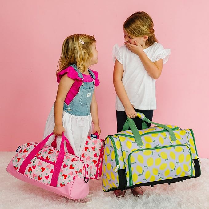 Wildkin Kids Overnighter Duffel Bag – Carry-On Size, Ideal for School & Sleepovers – Strawberry Patch