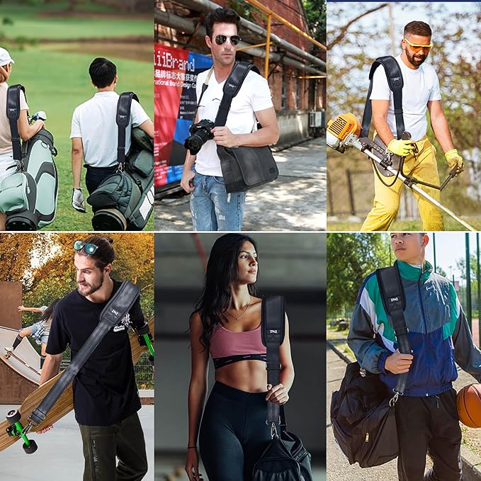 ZINZ 74" Shoulder Strap with Fixed Pad and Dual Balanced Buckles๏ผDark Gray