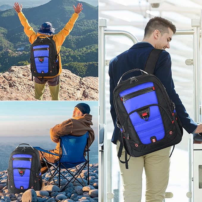 Z-MGKISS Gaming Laptop Travel Backpack Fits 18.4"-19" Laptops, Extra Large TSA Carry On Bag, College Business Work Mens Backpack, Blue