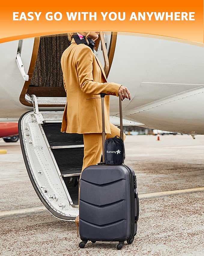 Sunany Travel Pillow, Inflatable Neck Pillow Used for Airplanes/Cars/Buses/Trains/Office Napping with Eye Mask/Earplugs (Blue)