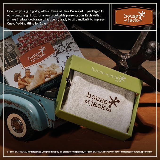 House of Jack Co. Dutton RFID Trifold Wallet for Men with Flip Out ID, Full Grain Cowhide Leather Wallet, Brown