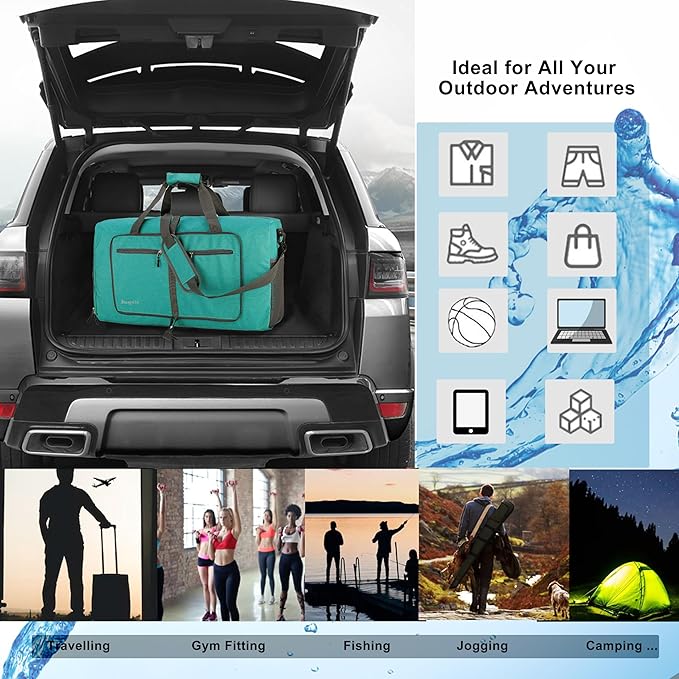 Woogwin Travel Duffel Bag Large Foldable Waterproof Overnight Bag for Beach Swim Bags Pool Sports Gym