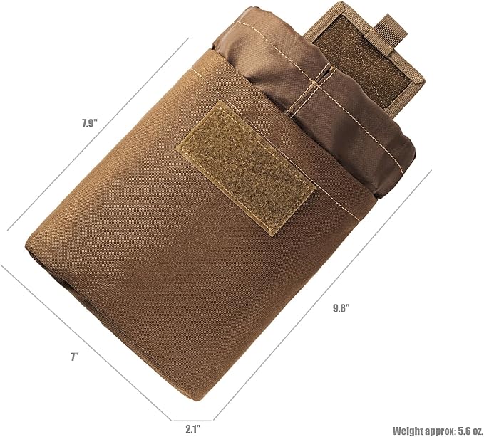 MOLLE Dump Pouch Roll Up Magazines Recovery Utility Admin Bag Drawstring Foldable Tool Mag Drop Waist Pack for Tactical/Range/Battle/Duty Belt Hunting Shooting Competition