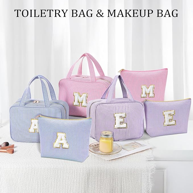 YOOLIFE Hanging Toiletry Bag for Women - Travel Toiletry Bag Makeup Bag, Portable Toiletries Cosmetic Bag, Airplane Travel Essentials - Letter P, Pink