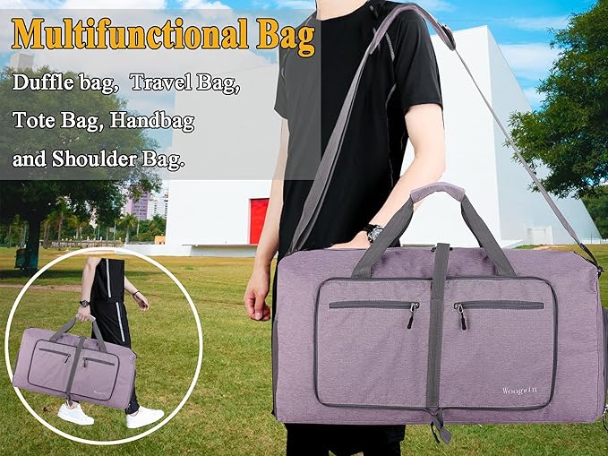 Woogwin Travel Duffel Bag Large Foldable Waterproof Overnight Bag for Beach Swim Bags Pool Sports Gym
