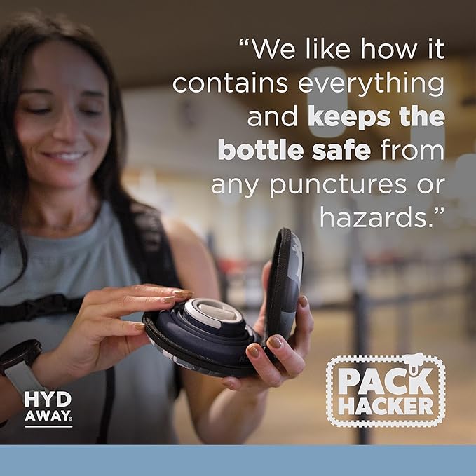 HYDAWAY Travel Case for Collapsible Bottles, Bowls & Cups - Protective Storage with Carabiner Clip - Durable, Water-Resistant, TSA-Friendly