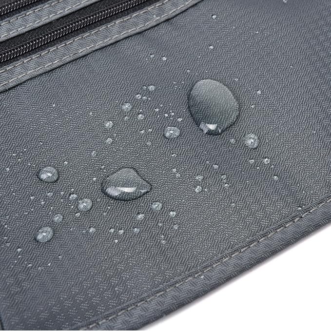 RFID Blocking Money Belt for Men Women, Slim Fanny Pack for Travel,Running,Conceal Waist Wallet for Passport Holder,Phone,Cash(Black Dark Grey)