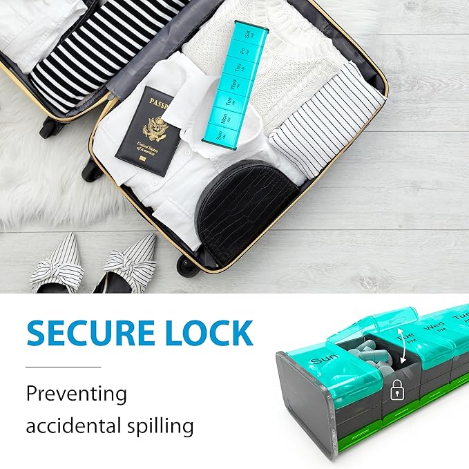 Extra Large Pill Organizer- XXL Pill Box 7 Day - Weekly Pill Organizer with AM PM Large Compartments Big Pill Case for Supplements Jumbo Pill Holder for Vitamins Huge Medicine Organizer 2 Times a Day