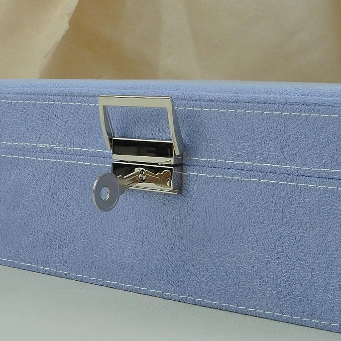 Jewelry Boxes 10 x 10 Inches 2-layer Handle Necklace Holder Organizer Jewellery Women Rings Storage Display Girls Earrings Case Lockable Jewelry Tray GY641 (Lavender)