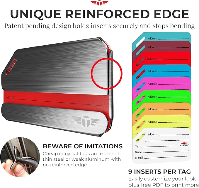 Original Indestructible Luggage Tags for Travel Stand Out with Stainless Steel Privacy Personalized Luggage Tags with Free Smart Bag Tag Recovery Included