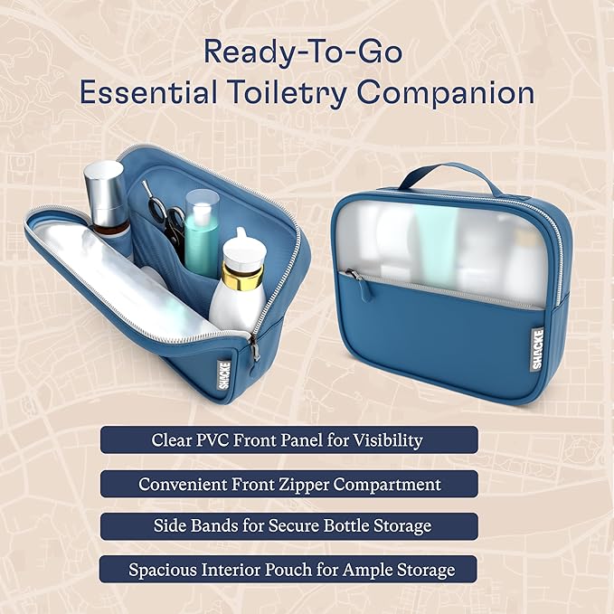 Shacke Premium 8 Packing Cubes Set - Lightweight Mesh Travel Luggage Organizers with Laundry Bag, 8-Piece Suitcase Storage System (Navy)