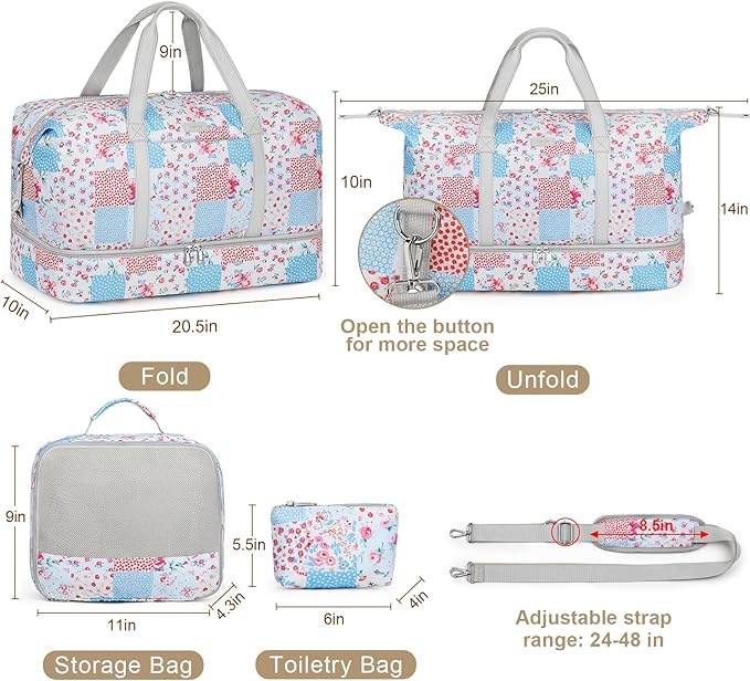 IBFUN Weekender Bags for Women, Travel Duffle Bag with Shoe Compartment Carry on Weekender Overnight Duffel for Weekend Travel Business Trip 3PCS