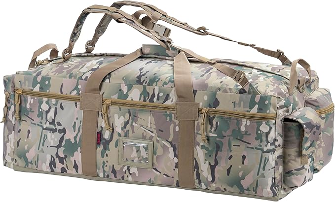 Large Military Duffle Bag Tactical Gear Load Out Bag Deployment Cargo Bag Travel Sports Equipment Duffel Luggage Bag with Backpack Straps 90L