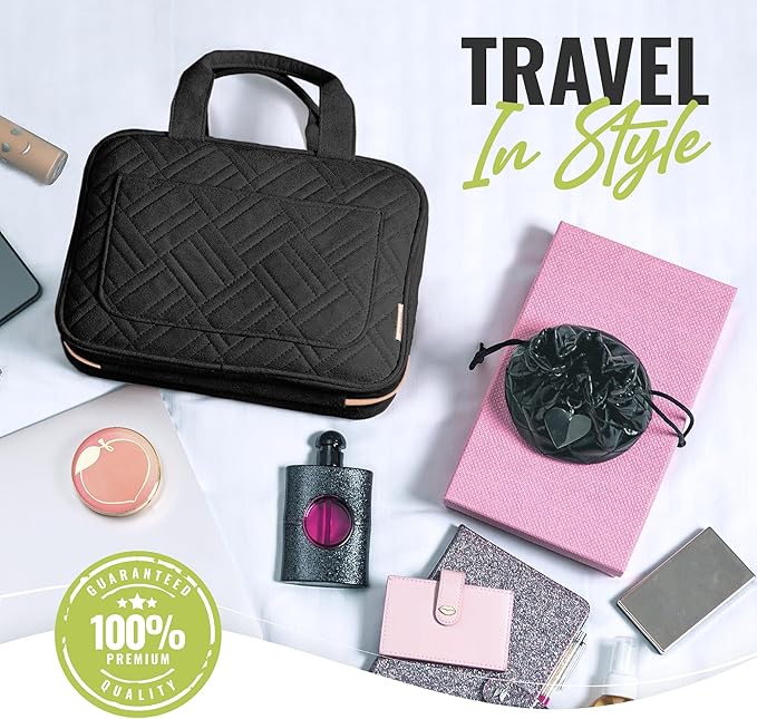 BOACAY Hanging Travel Toiletry Bag for Women, Makeup Bag, Bathroom & Shower Organizer Kit for Accessories, Cosmetics, Travel Essentials