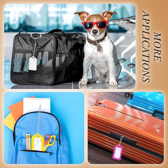 200 Pieces Bulk Luggage Tags for Suitcases Plastic Backpack Book Bag Baggage Name Tags