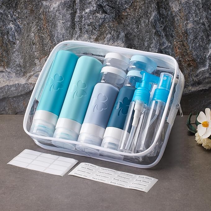 INSFIT 23 Pack Travel Bottles for Toiletries, TSA Approved Silicone Travel Size Toiletries with Toiletry Bag, BPA Free Leak Proof Refillable Travel Essentials for Liquids Shampoo Conditioner Lotion
