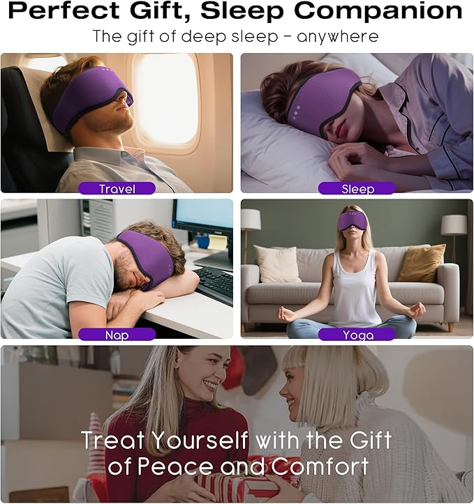 MUSICOZY Sleep Headphones with Bluetooth 5.4 Sleep Mask, Removable 3D Eye Cups for Zero Pressure Comfort, Wireless Bluetooth Eye Mask for Sleeping with Timer