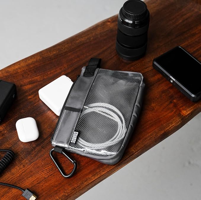 GOBAGS Production Zipper Bags - Electronics & Camera Accessories Bag - Cable organizer, Gear Accessory Pouch, Travel Camera Essentials (Small, Gray, 2 pack)