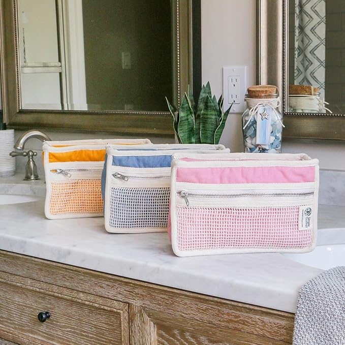 Simple Ecology Organic Cotton Canvas Padded Toiletry, Cosmetic, Travel Bag - Pink