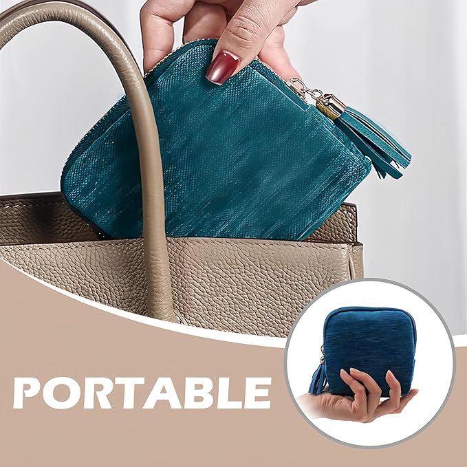 Travel Jewelry Case, New Crystal Jewelry Storage Pouch Portable Foldable Box Mini Jewelry Travel Bag, Velvet Jewelry Organizer Pouch for Women (Deep Blue 1Pcs)