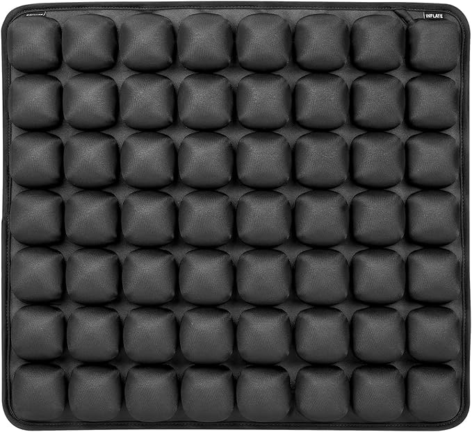 Adjustable Inflatable Seat Cushion with Built-in Pump - Portable Comfort for Airplane, Office, Car, Wheelchair & Outdoor Use - Lightweight, Durable, Black