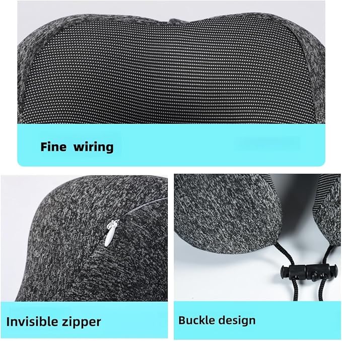 Travel Pillow with Extra Large Hood Rollable Airplant Hooded Neck Pillow with Memory Foam Filling and Removable, Skin-Friendly Cover with a Carrying Pouch