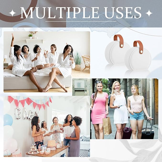 Weysat 12 Pack Travel Jewelry Case Mini Leather Bridesmaid Jewelry Gift Box Bulk Small Earring Storage Organizer (White,Brown)