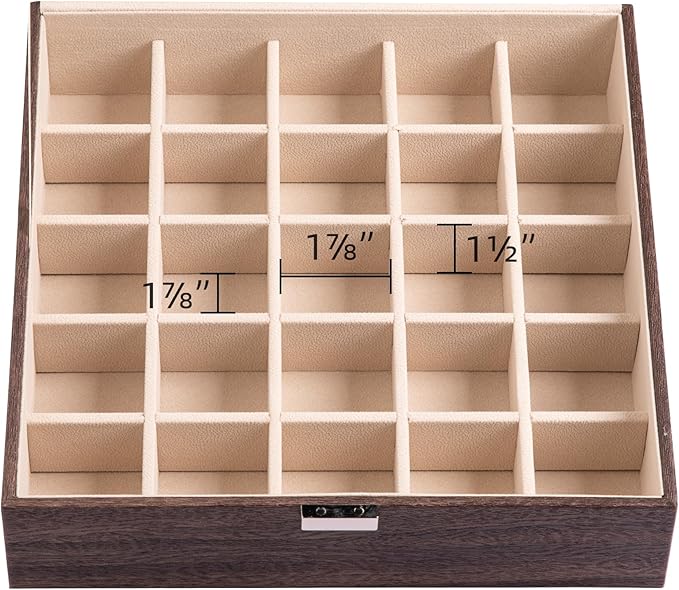 Frebeauty Earring Organizer Classic Jewelry Box 50 Slots Double Layer Jewelry Storage Case with 6 Necklace Hook and Bracelet Pocket(Tree Brown)