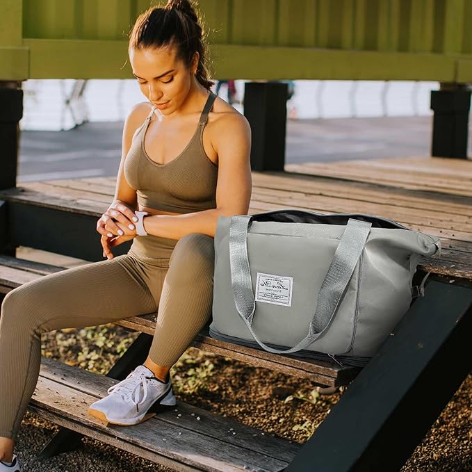 Ranslen Large Capacity Folding Travel Bag,Expansion Travel Duffel Bag with Dry and Wet Separation Portable Travel Duffel Bag