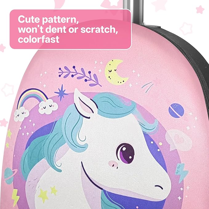 2-in-1 Kids Scooter Suitcase, 19in Large Capacity Ride-On Luggage with LED Light Wheels, Lightweight Carry-On for Fun and Travel, Durable and Cute Patterns Design for Children(pink)