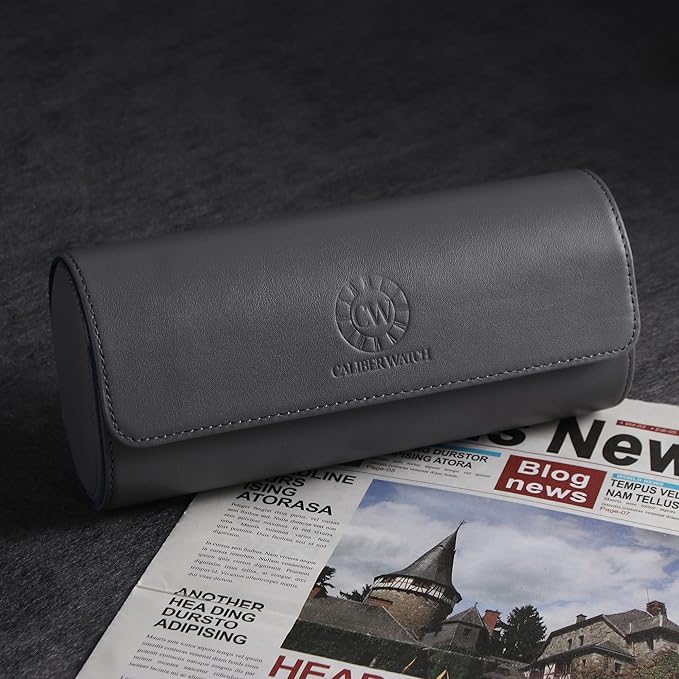 Genuine Napa Leather Watch Roll Travel Case for 3 Watches - Travel Watch Rolls and Leather Watch Display Cases with Velvet Interior - Watch Storage Organizer Men's