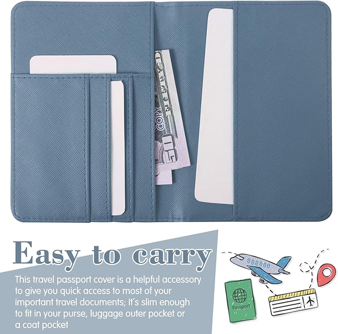 Frienda 2 Pieces Bridal Passport Covers Holder Waterproof Leather Holder Covers Travel Wallet Passport Case for Women and Men