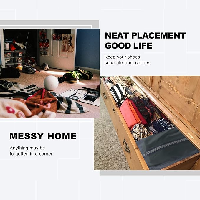 BeeGreen Black Navy Shoe Organizer Set - 6 Pack Shoe Bags For Travel with Zipper Closure and Handle,Stylish and Portable Nylon Shoe Storage for Men and Women's Travel Gifts and Home Storage